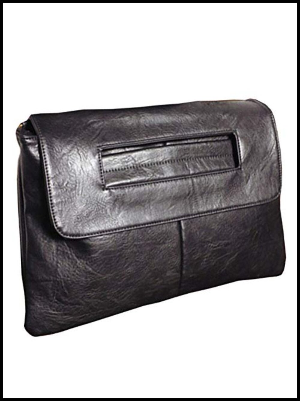 Women PU Leather Large Solid Shoulder Crossbody Messenger Clutch Bag
